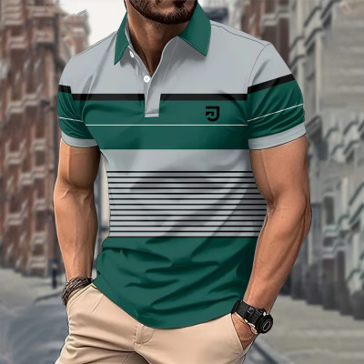 All Over Sublimation Striped Polo Shirts for Men