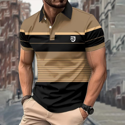 All Over Sublimation Striped Polo Shirts for Men